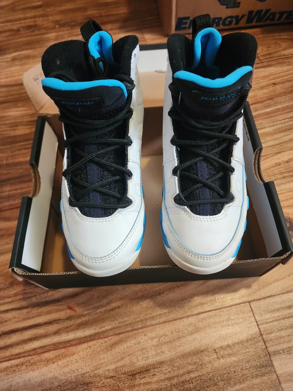 Jordan 9 Retro (PS) Kids White and Blue High-Top Sneakers